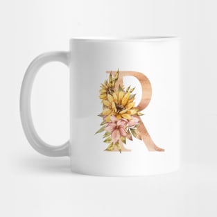 Watercolor sunflower bouquet monogram letter R Mug